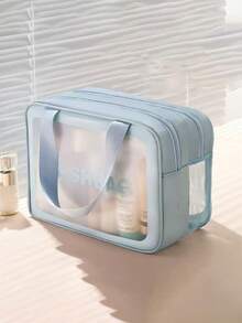 1pc Multi-Functional Travel Makeup Bag, Large Capacity Makeup Organizer Bag, Portable Cosmetic Storage Pouch For Brushes, Perfume, Toiletries, Pens, Eyeshadow, Sanitary Pads, Lipstick, Skincare, Electronics, Great Gift For Christmas, Valentine's Day, Mom, Friends, Teachers