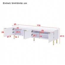 Mobile TV 170 x 35 x 47,5 cm in MDF, mobiletto TV basso con ante 3D e piedini in metallo dorato, moderno tavolo TV con ampio spazio di archiviazione, adatto per soggiorno e zona TV - Bianco - Visualizzare 4