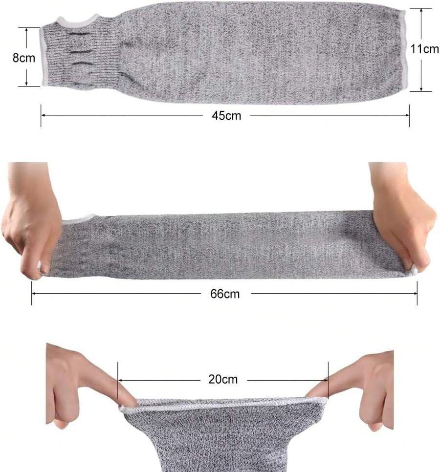 Mangas Resistentes a Cortes, Proteccin de Nivel 5, Mangas Protectoras de Brazo Resistentes a Cortes con Orificio para el Pulgar, 1 par, 18 Pulgadas (Gris) - 1 - Ver 1