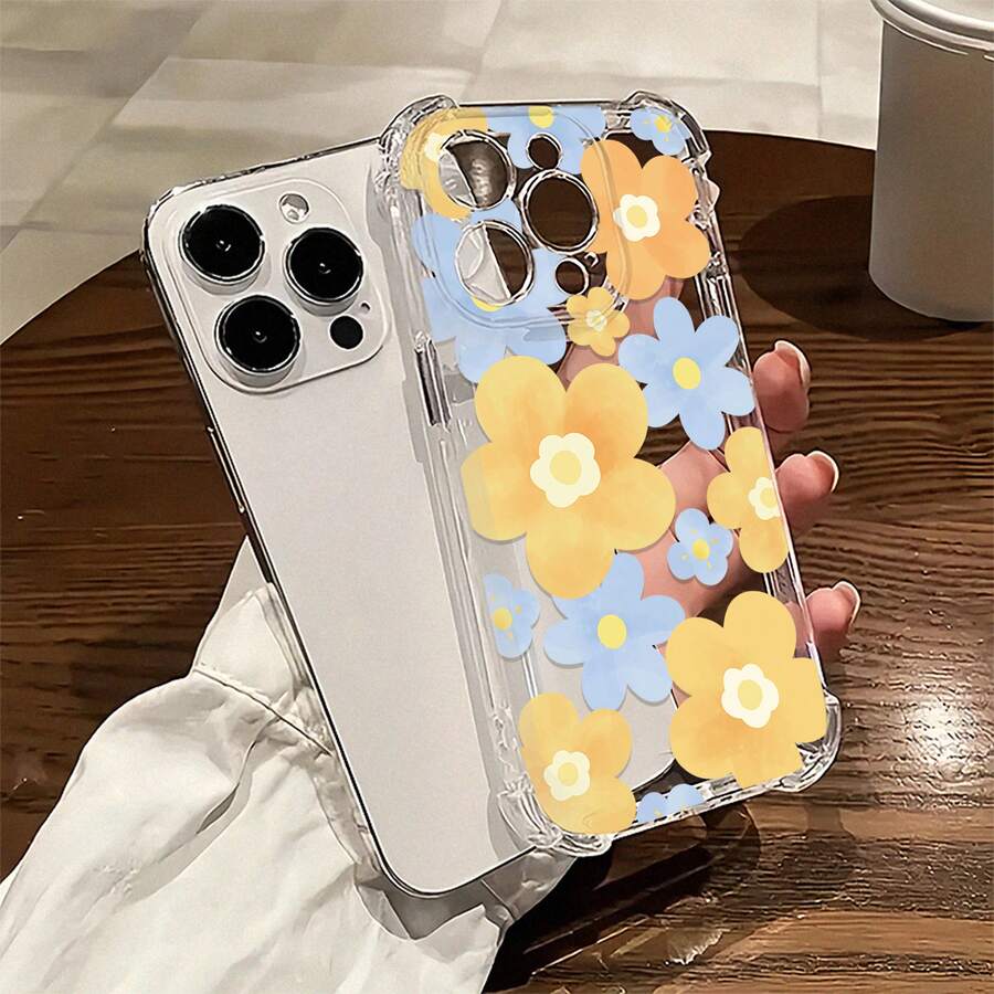 Funda GroovyDaisyPowerFlowerPrint con diseño Element, compatible con iPhone 16, 15, 14 Pro Max, 13, 12, 11, XR y XS Plus. Fabricada en silicona TPU, ofrece protección contra golpes y caídas, además de una excelente sensación al tacto. Es el regalo ideal para familiares, amigos y seres queridos. - transparente - Ver 1