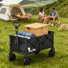 Portable Foldable Trolley | Large Load-Bearing Capacity, All Terrain Wheel, Suitable For Outdoor Barbecue, Beach Outing, Picnic, Shopping, Travel |, Metal And Stainless Steel, Universal Wheel, Foldable, Festival Ready - 標準(小) - 查看 4