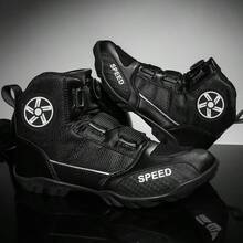 Professional Cycling Shoes, Genuine Leather & Comfortable Material, BOA Dial System, Racing Equipment, Rubber Anti-Slip Outsole - Black - View 4