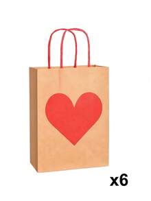 1/6/12/20 túi quà tặng Ngày Valentine, không nhãn, túi giấy đựng kẹo hình trái tim màu đỏ/hồng có tay cầm, thích hợp cho Ngày Valentine, đám cưới, v.v. (Hình trái tim, màu nâu, màu đỏ) - Nhiều màu - Xem 9