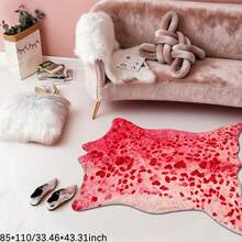 1 buc. Covor decorativ de Ziua Îndrăgostiților, cu imprimeu leopard roz neregulat, cașmir artificial, bază albă, material moale și confortabil, rezistent la decolorare și șifonare, potrivit pentru sufragerie, dormitor și alte decorațiuni de cameră - Multicolor - Vizualizare 7