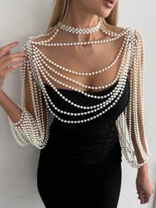 优雅复古风格串珠流苏肩项链 - 独特性感的比基尼上衣配饰，适合婚礼和派对