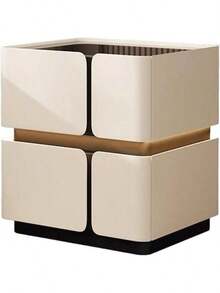 Modern Nightstand Solid Wood Bedside Table, High-End Home Master Bedroom Creative Bedside Table Bed Side Tables Bedroom,Mesa De Noche/Bedroom Furniture/Night Stand - 奶油白 - 查看 8