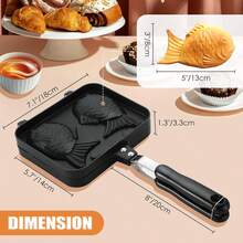 Molde Antiadherente De Doble Cara Para Hacer Pasteles Taiyaki, Molde Antiadherente De Doble Cara Con Forma De Pez Fabricante De Moldes Para Gofres Para Cocinar En Casa, Fiestas De Cocina Y Postres - Negro - Ver 4
