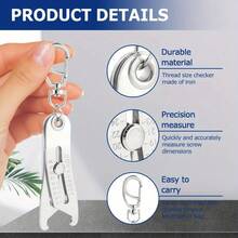 1pc Portable Precise Thread Size Checker Keychain – Stainless Steel Bolt & Nut Identifier Gauge With Measurement Markings, Quick Handy Measuring Tool For Accurate Thread Size Verification, Nut Identification | Compact Keychain Design | Durable Construction - 1 cái - Xem 4