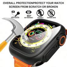 Screen Protector Case, Front And Back Cover Compatible With Apple Watch Series 9/8/7/6/5/4/Se 2 Series 45mm 41mm 44mm 40mm - Black - View 7