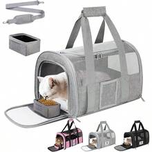 Transportadora Grande de Gato Suave de 20" para Mascotas, Ideal para Gatos y Perros de hasta 25 Lbs, Transportadora Plegable para 2 Gatos, Bolsa de Viaje (Gris)& asiento para perro auto | mascotas perros | cama para perro. - Gris - Ver 3