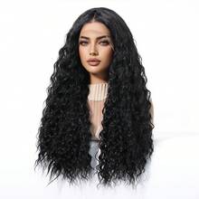 Tóc giả TOPSHE màu đen, kiểu ren phía trước, kích thước 13x3.5 inch, chất liệu HD, sóng sâu, không cần keo dán, dành cho nữ, dài 28 inch, chịu nhiệt, phù hợp với mọi loại tóc, lý tưởng cho cả các dịp lễ và sử dụng hàng ngày. Dễ dàng sử dụng, là món quà hoàn hảo cho các cô gái trong dịp lễ. - màu đen - Xem 6