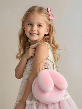 1 pieza Bolso bandolera de conejo de peluche, bolso esponjoso de estilo coreano, bolso de almacenamiento para otoño/invierno, regalo perfecto para el Día de San Valentín y Año Nuevo