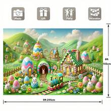 1 Stück Retro-Stil Ostern Fotografie Hintergrund, bunter Holzzaun und Blumen Design, Polyestermaterial, ohne Strom, für allgemeine Zwecke, ohne Federn, geeignet für Geburtstagsfeiern und Fotografie Bereiche. - Verschiedenfarbig - Übersicht 7