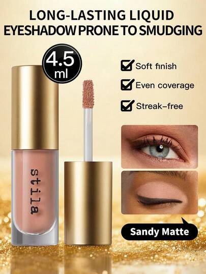  1pc Stila Metallic Shimmer Liquid Eyeshadow 4.5ml, Warm Brown Color With Fine Glitter, Long-Lasting Brightening Formula, Suitable For Everyday Wear And Natural Makeup