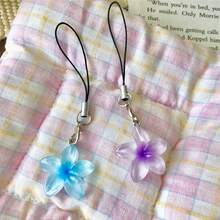 5件套透明花卉挂饰 - 彩色迷你钥匙扣，清新夏日装扮及便携配饰