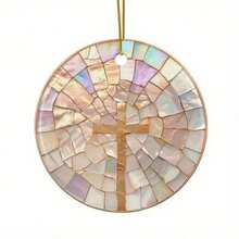 1Pc Sacred Acrylic Mosaic Cross Ornament - Religious Christian Gift For Her - 彩色 - 查看 3