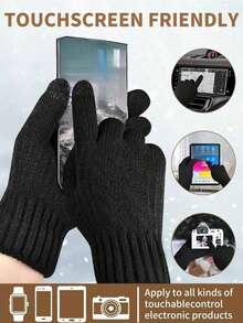 男女通用保暖冬季手套，支持触屏操作 - 双层加厚绒面，弹性贴合，全指设计，适合跑步、滑雪、骑行等运动，保暖性能佳，时尚美观，经久耐用。