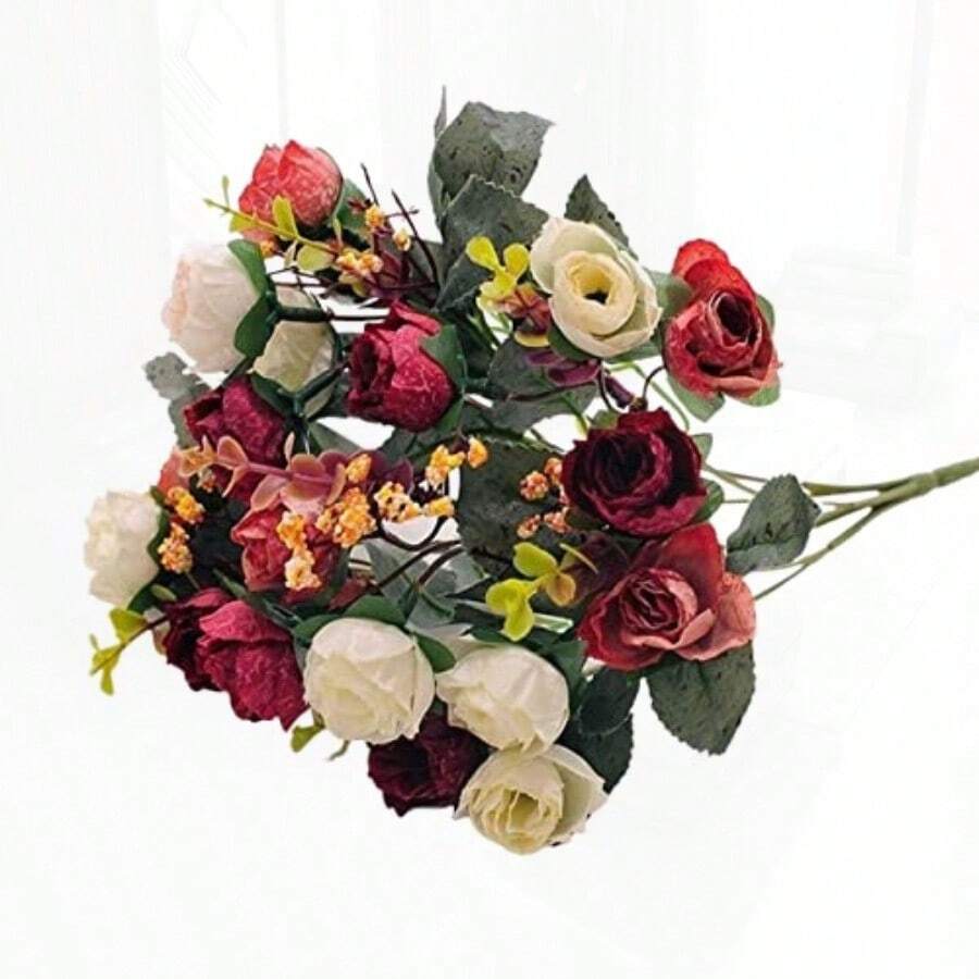 SISWIM Flores Artificiales Flores de simulación de Rosas arreglo de Flores de Seda decoración de Ramo de Flores Artificiales Decorativas decoración de Mesa Dried Flowers Color : 1 - como en la foto - Ver 1