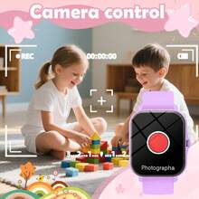 儿童智能手表，无线拨号/通话，来电提醒和拒接，多种运动模式，自定义壁纸，闹钟提醒，消息通知，音乐播放控制，适合青少年，兼容安卓和iOS系统 - 彩色 - 查看 3