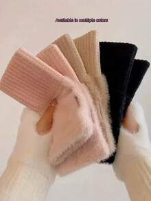 زوج من قفازات نصف الأصابع الفرائية، مزينة بفرو مزيف، تصميم متعدد الاستخدامات للرجال والنساء، مناسبة للطقس البارد، متوافقة مع الشاشات اللمسية، مصنوعة يدويًا، للمكتب والكتابة والطلاب والأنشطة الخارجية والرياضة والدراجات، هدايا للأصدقاء والعائلة في فصل الشتاء - متعدد الألوان - مشاهدة 2
