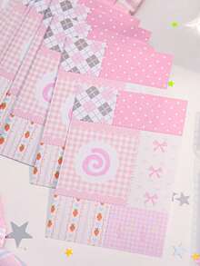 1本撕取式便签纸，糖月光图案，韩式插画学生便签纸，备忘录 - 彩色 - 查看 6