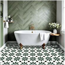 MORCART - Azulejos de piso de 8 x 8 pulgadas 20 baldosas de vinilo suelos de linóleo extraíbles e impermeables para inquilinos azulejos para baño cocina escalera verde - Verde - Ver 5