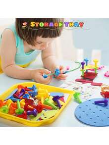 EstiloTablero De Clavijas Apilable, Montessori Juguetes De ConstruccióN Y Encaje Para NiñOs De 3 A 6 AñOs, Juguete Educativo Stem, Colorido Sensoriales,Juguetes Didacticos,Regalos De Pascua Para NiñOsVersióN Mejorada