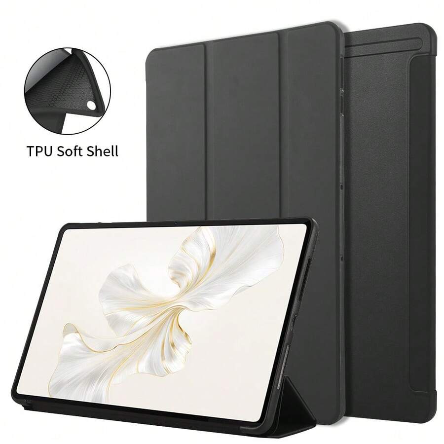 适用于 iPad 11 代 A16 (2025)/iPad 10 代 10.9 英寸 (2022)/iPad Air 11 英寸 (2025) (M3)/iPad Pro 11 英寸 (2024)/iPad Pro 11 英寸 (2025)/荣耀平板 X8a/X8/X8 Pro/X9/X9A 的柔软三折平板电脑保护套，超薄设计，带智能支架，支持自动唤醒/睡眠功能。 - 黑色 - 查看 1