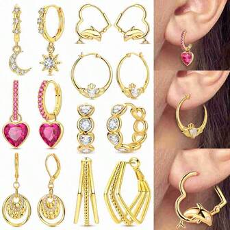 1 คู่ ต่างหูห่วงชุบทอง 18K สำหรับผู้หญิง เครื่องประดับสีทอง ใส่ได้ทุกวัน งานปาร์ตี้ ของขวัญสำหรับเทศกาล สำหรับคุณแม่ เครื่องประดับสไตล์หรูหรา