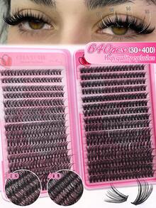 640/608/544 unidades de cílios postiços individuais, curvatura D, 10-16 mm, para maquiagem DIY (10D+20D+30D+40D/50D+60D+80D+100D+120D+150D), à prova d'água, super espessos, acompanha cola e pinça, efeito volumoso 3D, estilo russo, ideais para maquiagem elaborada e para o dia a dia. - Multicolorido - Ver 23