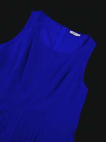 Plus Size Women Blue Butterfly Mesh Sleeve High Waist Ruffle Formal Dress - Royal Blue - View 8