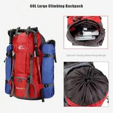 Bseash 60L Waterproof Hiking Camping Backpack With Rain Cover Large Outdoor Sport Travel Daypack Rucksack For Climbing - 紅色 - 查看 5