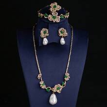 5件套，金色底座，绿色/红色/粉色/银色/多种颜色可选，时尚/奢华，女士珠宝，耳环，项链，手链，戒指，女士配饰，女士珠宝配饰，钻石项链，镶嵌立方氧化锆，花朵造型，女士耳环，女士项链，女士手链，女士戒指，立方氧化锆项链，适合女士/新娘/伴娘，婚礼/宴会/派对佩戴，女士时尚珠宝，女士珠宝套装，配饰套装，礼品 - 首飾套裝 - 查看 4