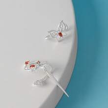 Anime Tianguan Blessing Cosplay Huacheng Xie Lian Couple Rings Tassel Butterfly Pendant Bracelet Earrings Ear Studs Earrings - C522 耳機 - 查看 3