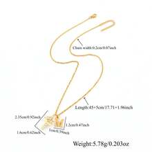 1pc Simple Classic Initial Crown Cross Pendants Golden Stainless Steel Chain Necklaces For Women - Yellow Gold - View 2