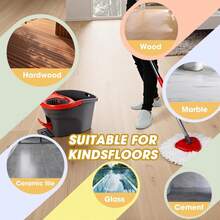 3 Pack Mop Heads Replacements, Spin Mop Replacement Heads Compatible O-Ceda EasyWring 1-Tank System, Microfiber Mop Refills, Easy Cleaning Mop Replace Head - ColorA - 查看 7