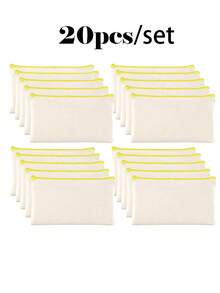 50/20/10/5件套空白帆布铅笔盒，配彩色拉链，DIY工艺绘画空白升华化妆包，洗漱用品收纳袋，学生文具袋，学校用品拉链袋，创意礼品袋，适合生日、节日、母亲节、情人节、开斋节等场合，轻便旅行收纳袋，个人物品收纳袋 - 米色 - 查看 21