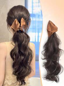 2026 New Satin Triangle Claw Clip Long Curly Ponytail, High-End Voluminous Updo Hairpiece - Multicolor - View 2