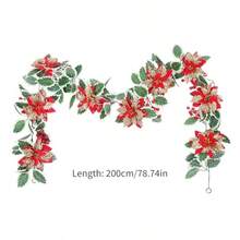 Tissting Guirnaldas Colgantes de Vacaciones 200 cm 78.74in Vine de Navidad Artificial con Bayas Rojas guirnaldas navideñas para Chimenea de Vacaciones Decoraciones de Mesa - Oro rojo - Ver 2