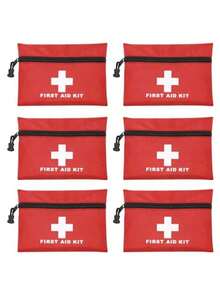 4/6件迷你急救包（空），尺寸7.87x5.51英寸，红十字会便携式包，必备旅行医疗收纳袋，适合存放基本急救用品，适用于家庭、户外旅行、办公室、车辆、露营、探险等场合，户外活动基本应急装备，便携耐用。 - 紅色 - 查看 5