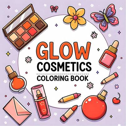 GDTME 1 Pc Makeup Coloring Book, 24 Pages, Includes Many Cute Plush Makeup Items, Suitable For Adults And Children, Can Be Used As Back To School Gift, Spring Gift, Valentine's Day Gift, Stationery Or Home Decor, Size 7.9 X 7.9 Inches.