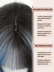 NAMM 26英寸高光蓝色长直假发，高层次150%密度，时尚假发，适合女性日常派对佩戴，耐热合成假发，全机编织，精美造型假发，适合女孩日常佩戴、万圣节、音乐节派对、街头服饰、动漫角色扮演或服装搭配（自然层次纹理，轻盈舒适） - 挑染藍色 - 查看 7