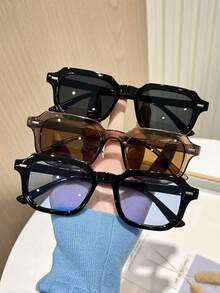 3pcs Classic Rectangular Frame Women's Eyeglasses, Solid Color Casual Eyeglasses, Versatile For All Seasons - 3PCs - View 1