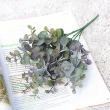 1 Bouquet 13.38 Inch Artificial Eucalyptus Leaf Bouquet, Fake Flowers Bridal Bouquet, Suitable For Spring Wedding Vases, Can Be Used For Home, Restaurant, Bedroom Decor, Holiday, Birthday Party, Outdoor Garden Decor - Gray Purple - View 7