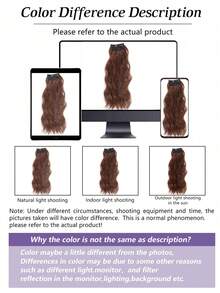 10-14英寸水波纹夹式接发片 | 隐形无缝顶部假发片，适合细软发质，耐热卷曲合成纤维，瞬间增加发根蓬松度 - 彩色 - 查看 9