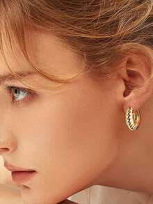 13pcs Women's Clip-On Earrings Set, 14K Gold/Silver Plated Thick Hoop Clip Earrings With Zirconia, Pearl, Knot, Twist, Teardrop, Croissant Elements, No Piercing Needed, Earring & Stud Jewelry Set