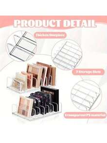 1pc Transparent Eyeshadow Palette Organizer, Makeup Storage Box, Desktop Drawer Divider, Cosmetic Display Stand - Clear - View 5