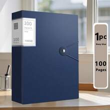 1pc A4 Clear Transparent Document Folder, Loose-Leaf File Folder For Certificates, Medical Records, And Document Organization - Navy Blue - View 5