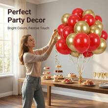 20/30pcs 10-Inch Matte Red & Metallic Gold Latex Balloons Party Decoration Set, Includes Ribbons, Suitable For New Year, Valentine's Day, Birthday, Baby Shower, Wedding, Theme Party, Gender Reveal, Cocktail Party, Anniversary, Holidays, Outdoor Celebration