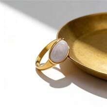 1枚极简珐琅水滴造型可调节不锈钢镀金戒指，日常佩戴及节日礼物 - 如圖 - 查看 1